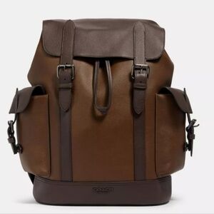 LIKE NEW COACH HUDSON BACKPACK BAG IN COLORBLOCK - GUNMETAL TOBACCO MAHOGANY